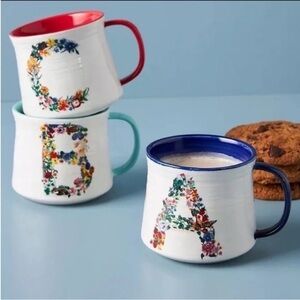NWT “S “ Anthropologie Nathalie Lete Monogram Bouquet Mug "S”